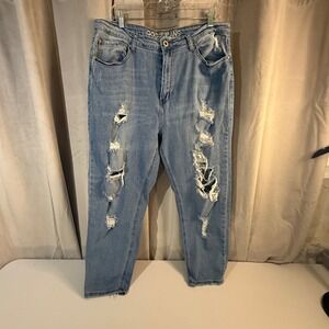 GOGO Jeans Distressed Skinny Stretch Denim Women's Size 15/32 Light Wash